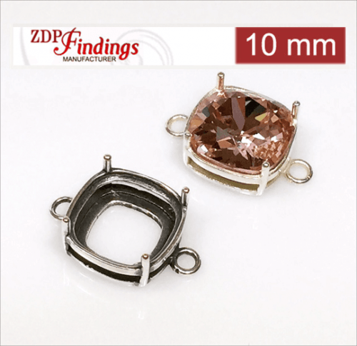 10mm Square (cushion) 925 Sterling silver Bezel, choose your finish.