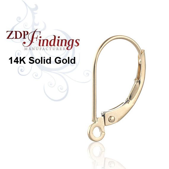 14K Yellow Gold Lever-back Ear Wire - Solid Gold - Shop By Material