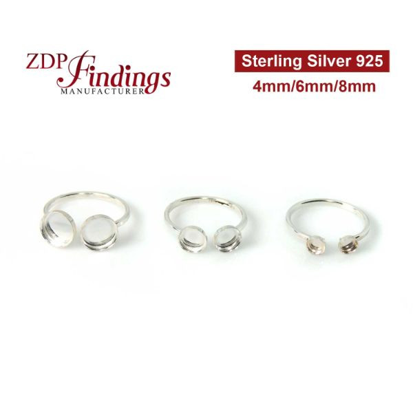 32-579-08 Sterling Silver Earring Post Findings, 8mm Round Bezel