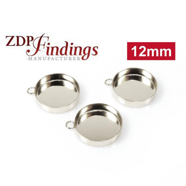 32-579-08 Sterling Silver Earring Post Findings, 8mm Round Bezel Cup with  Loop - Rings & Things