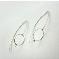 1 Pair Long Leaf Earwires - Sterling Silver 925 Ear Wires with Loop for Earring Making 