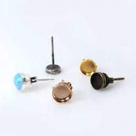 Round 5mm Brass Plated Bezel Earring Post