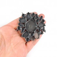 60x65mm Antique Silver Brooch Fit European Crystals 27mm, 4120, 4320