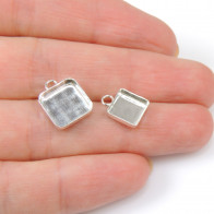 Square Sterling silver 925 Bezel Cup Pendant