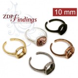 10mm Square Bezel Adjustable Ring For Gluing fit European Crystals 10mm 4470
