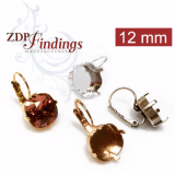 Square 12mm Leverback Earrings Fit European Crystals 4470