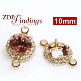 10mm Bezel For Setting Gold Plated with Clear Crystal Rhinestones fit European Crystals 4470