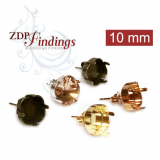 Square 10mm Bezel Post Stud Earring Setting Fit European Crystals 4470 Crystal, Choose Your Finish