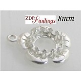 8mm Round 925 Sterling silver Bezel, choose your finish.