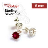 6mm Bezel Post Earring, 925 Sterling silver
