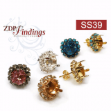 Round 39ss Post Earrings Setting Fit European Crystals 1028/1088