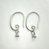 2 Pairs x Spiral Shaped Sterling Silver 925 Quality Rhodium Plated earring base with Loop