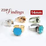 14mm Square Adjustable Ring Bezel For Setting Suitable European Crystals 4470