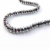 7mm Faceted Rondelle Natural Hematite Beads 16" (308040)