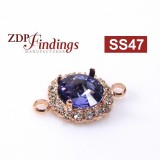 Round 10.6mm Bezel Connector fit European Crystals SS47 -Rose Gold