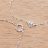 Silver Plated Link Chain Delicate CZ Bracelet, Length 7.5"