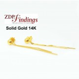 14K Solid gold Chain drop post earrings  ear back included   
