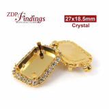 27x18.5mm Shiny Gold Octagon Bezel Setting with European Crystals Crystal Rhinestones, Shiny Gold Plated 